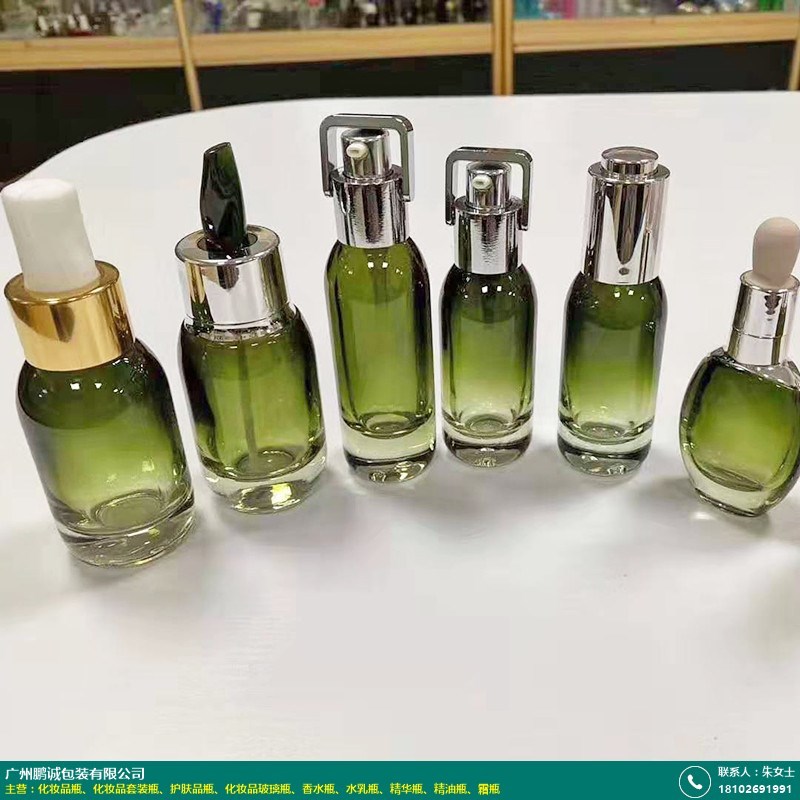 惠州化妆品玻璃瓶定做_鹏诚包材_厚底_六面_红石榴_男士_多面