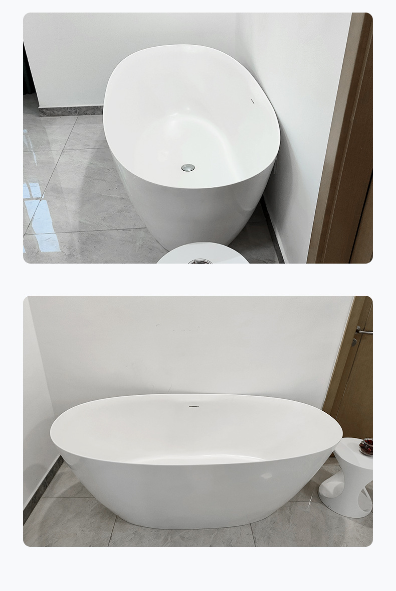 Installation free bathtub household small unit movable independent spa bathtub artificial stone hotel project