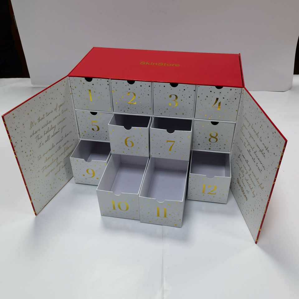 Multi grid blind box, large packaging purpose, cosmetic jewelry gift box, double drawer model, customizable paper box