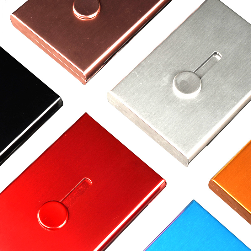 灰色光面手推名片夹价格红色光面手推名片夹批发材质铝